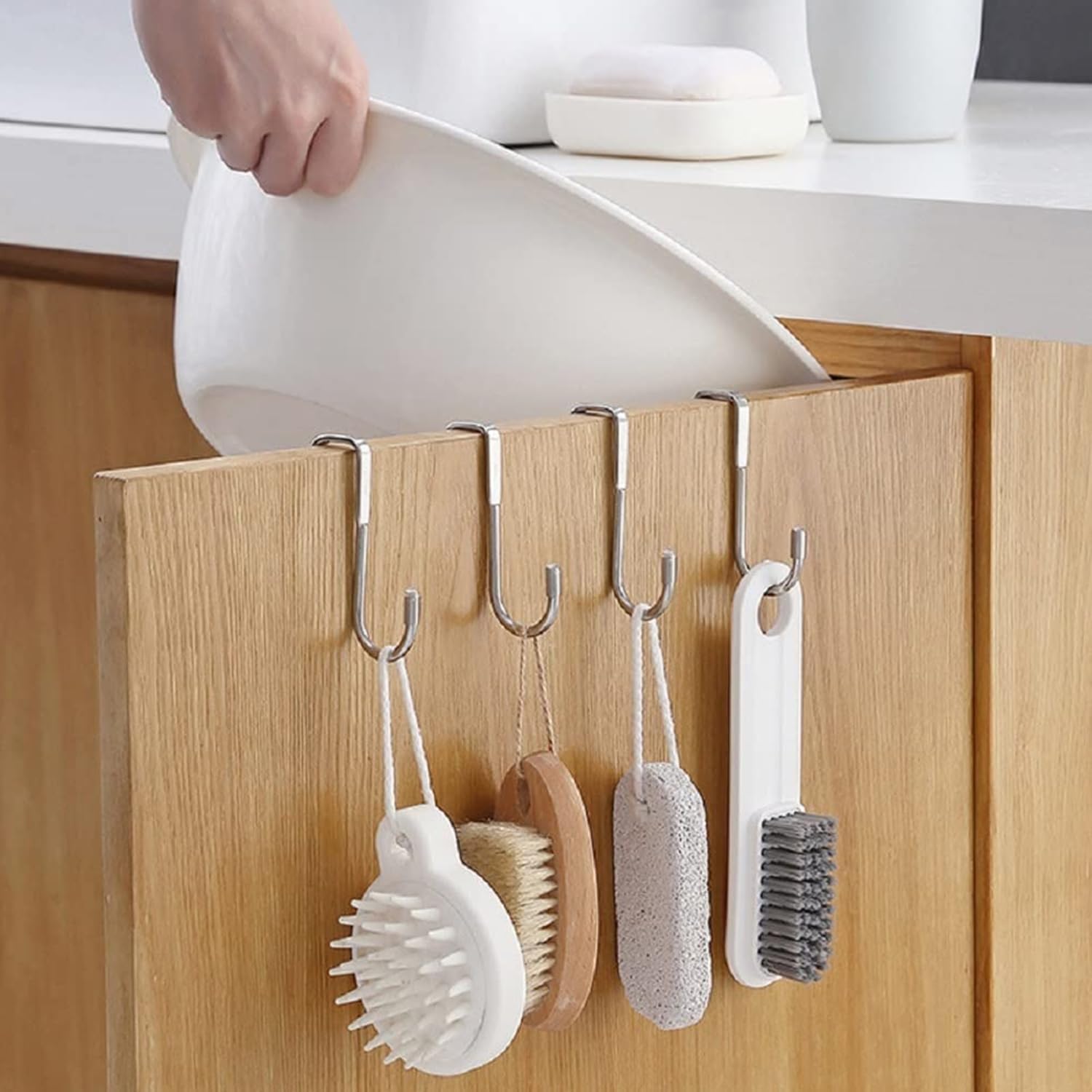 Zureni Heavy-Duty Over-the-Door Hooks Metal Double S-Shaped Detachable Hanger for Kitchen, Closet, Bathroom & Cabinet Use